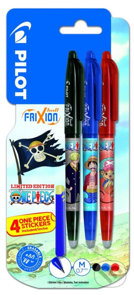 PILOT FriXion Ball 07 One Piece + samolepky, BL, čierna, červená, modrá