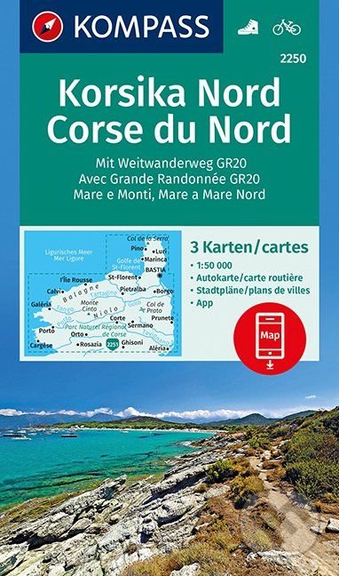 Korsika Nord / Corse du Nord (mit Weitwanderweg GR20 / Avec Grande Randonnée GR20 / Mare e Monti / Mare e Mare Nord (sada 3 máp; WK 2250))