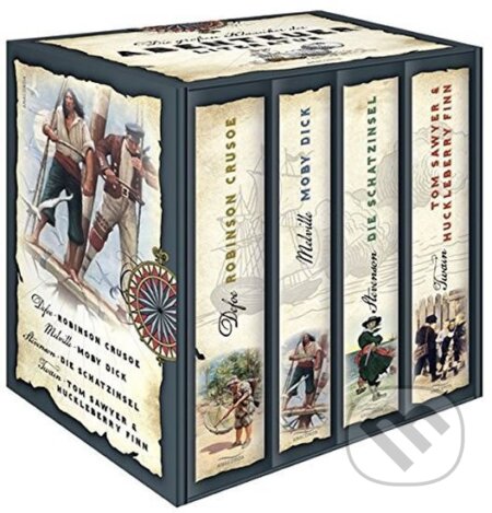 Kniha: Die großen Klassiker der Abenteuerliteratur (im Schuber) - Robinson Crusoe - Moby Dick - Die Schatzinsel - Tom Sawyer & Huckleberry Finn (Daniel Defoe, Herman Melville, Louis Robert Stevenson a Mark Twain). Anaconda, 2012