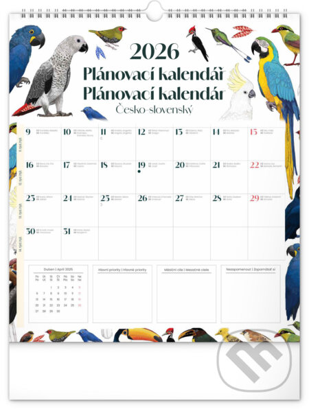 NOTIQUE Nástěnný plánovací kalendář  / Nástenný plánovací kalendár Animalium 2026 (Notique)