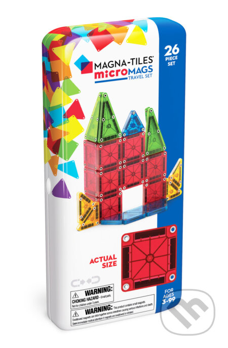 Společenská hra: Magnetická stavebnica microMAGS Travel Set 26 dielov (Magna-Tiles)
