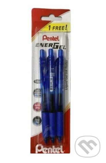 Gelové pero EnerGel Pentel 0,5 mm, modré - sada 3 ks