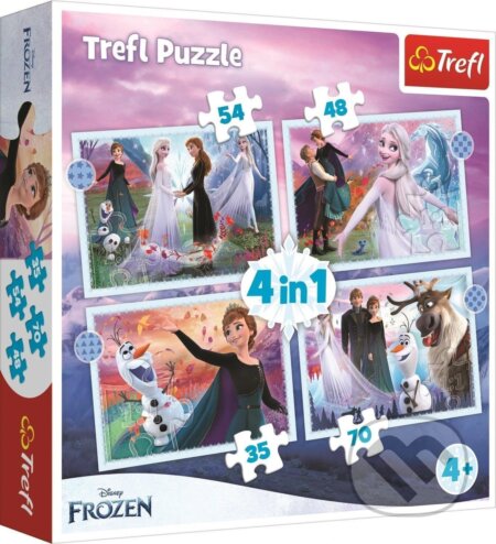 Puzzle: 4v1 Magie v lese / Disney Frozen 2 (Trefl). Trefl, 2025