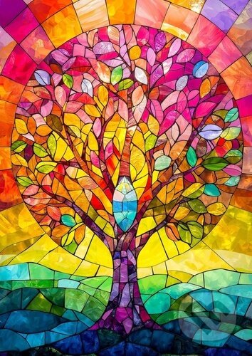Mozaikový strom - puzzle z kategorie Umělecké