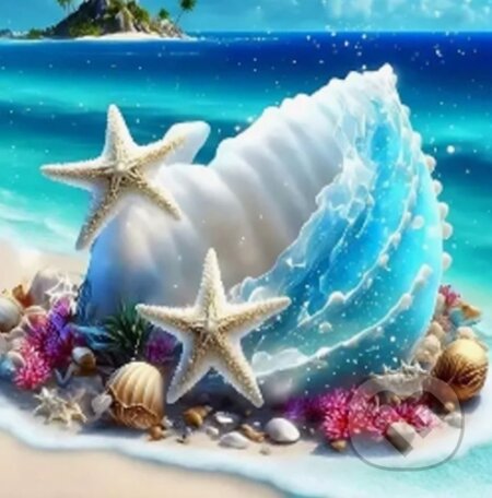 Mušle na ostrově 30x40cm (Diamantové malování)