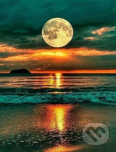 Úplněk nad oceánem 30x40cm (Diamantové malování)