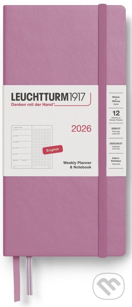 Weekly Planner & Notebook 2026 Wallet (B6+ x A6) Dusty Rose - tečkovaný (Leuchtturm1917)