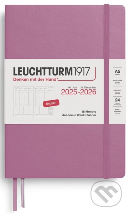 Academic Week Planner 2026 Medium (A5) 18 Months Dusty Rose (Leuchtturm1917)
