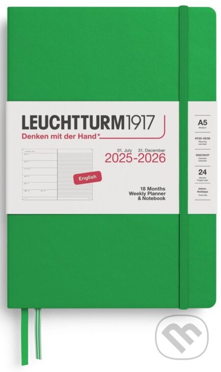 Weekly Planner & Notebook 2026 Medium (A5) 18 Months Spring Leaf