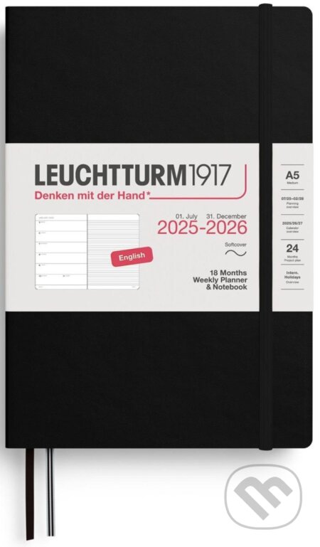 Weekly Planner & Notebook 2026 Medium (A5) 18 Months Black (Leuchtturm1917)