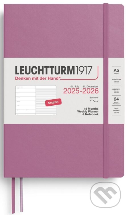 Weekly Planner & Notebook 2026 Medium (A5) 18 Months Dusty Rose (Leuchtturm1917)