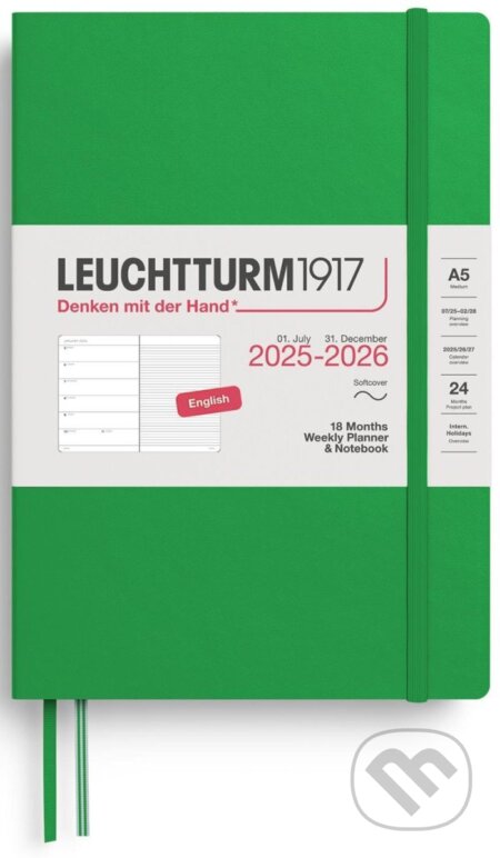 Weekly Planner & Notebook 2026 Medium (A5) 18 Months Spring Leaf