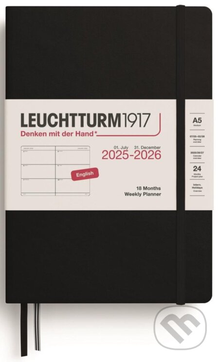 Weekly Planner 2026 Medium (A5) 18 Months Black (Leuchtturm1917)
