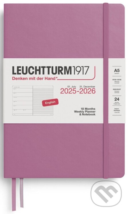 Weekly Planner & Notebook 2026 Medium (A5) 18 Months Dusty Rose (Leuchtturm1917)