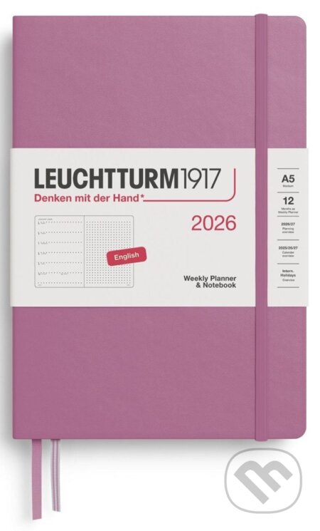 Weekly Planner & Notebook 2026 Medium (A5) Dusty Rose - tečkovaný (Leuchtturm1917)