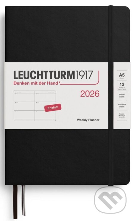 Weekly Planner 2026 Medium (A5) Black