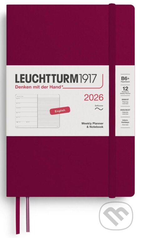 Weekly Planner & Notebook 2026 Paperback (B6+) Port Red (Leuchtturm1917)