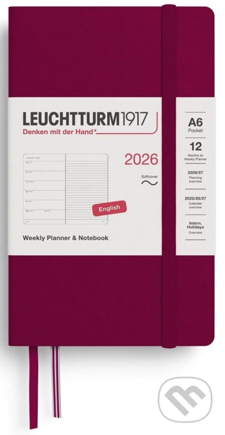 Weekly Planner & Notebook 2026 Pocket (A6) Port Red (Leuchtturm1917)