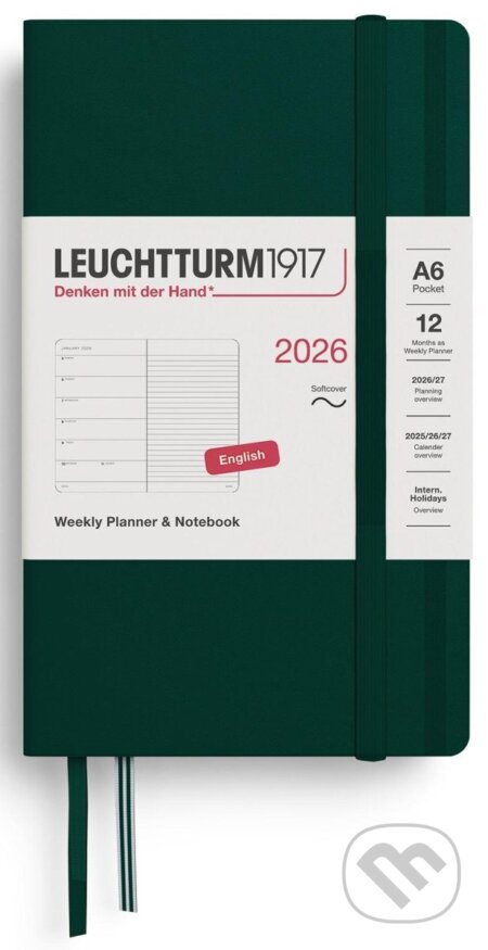Weekly Planner & Notebook 2026 Pocket (A6) Forest Green
