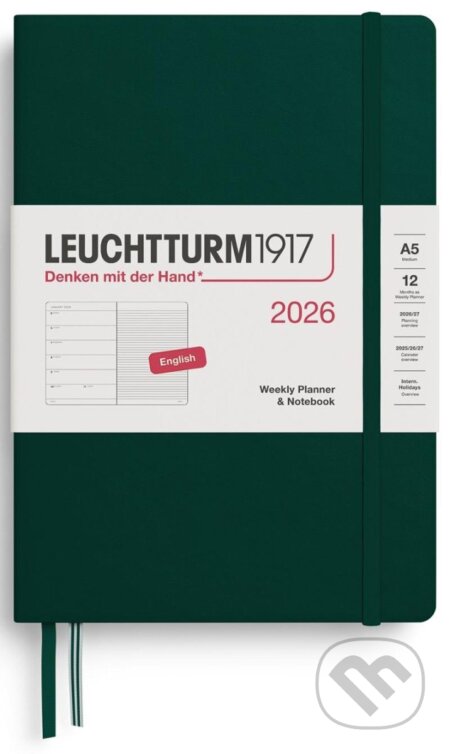 Weekly Planner & Notebook 2026 Medium (A5) Forest Green
