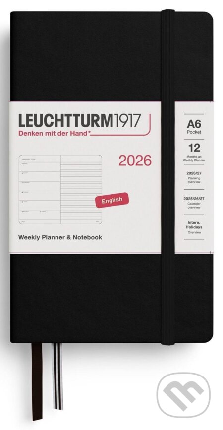 Weekly Planner & Notebook 2026 Pocket (A6) Black (Leuchtturm1917)