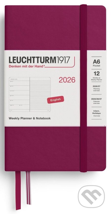 Weekly Planner & Notebook 2026 Pocket (A6) Port Red (Leuchtturm1917)