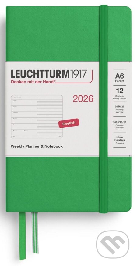 Weekly Planner & Notebook 2026 Pocket (A6) Spring Leaf
