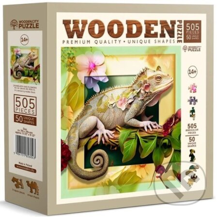 Puzzle: Dřevěné puzzle Chameleon a květiny (505 dílků) (Wooden City)