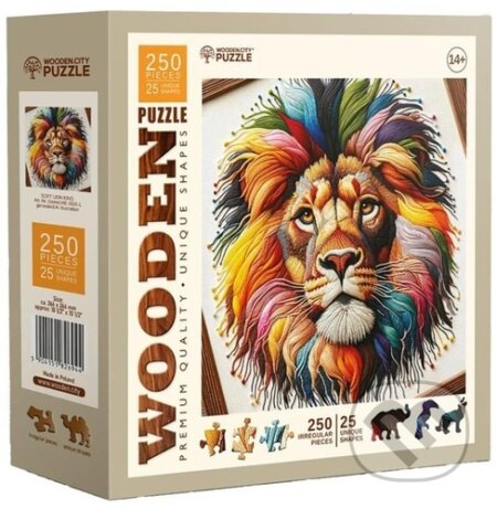 Dřevěné puzzle Jemný lví král (250 dílků) - puzzle z kategorie Zvířata