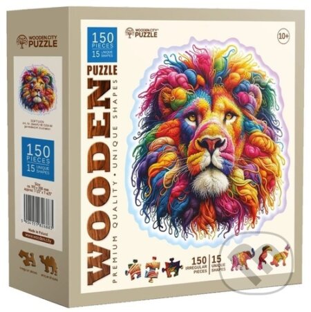 Dřevěné puzzle Jemný lev (150 dílků) - puzzle z kategorie Zvířata