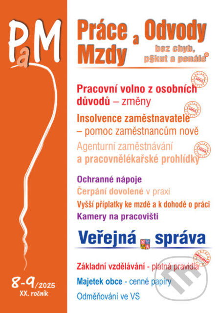Kniha: Práce, odvody a mzdy bez chyb, pokut a penále č. 8-9 / 2025 - Pracovní volno z osobních důvodů - změny (Poradce s.r.o.)