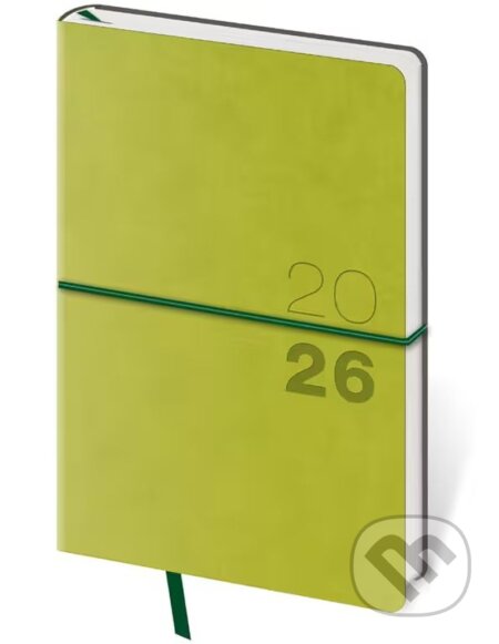 Kapesní diář 2026 Flexio zelený s gumičkou