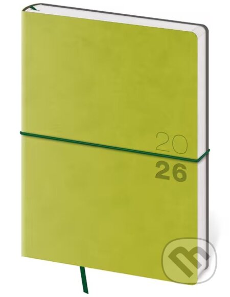 Týdenní diář 2026 A5 Flexio zelený s gumičkou