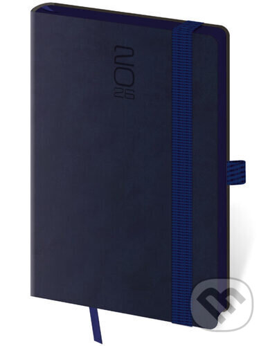 Kapesní diář 2026 Memory tmavě modrý s gumičkou