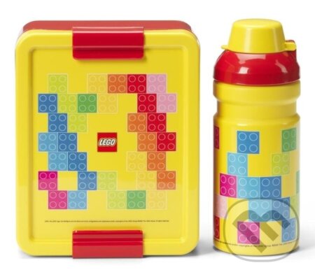 LEGO Brick desiatový set (fľaša a box) - červená/žltá