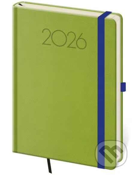 Denní diář 2026 A5 New Praga zelený s gumičkou