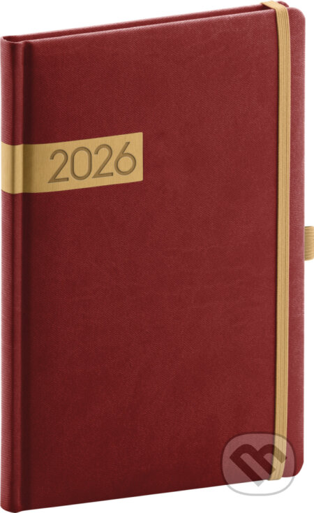 NOTIQUE Týdenní diář Twill 2026, bordó-zlatý, 15 x 21 cm Presco Group