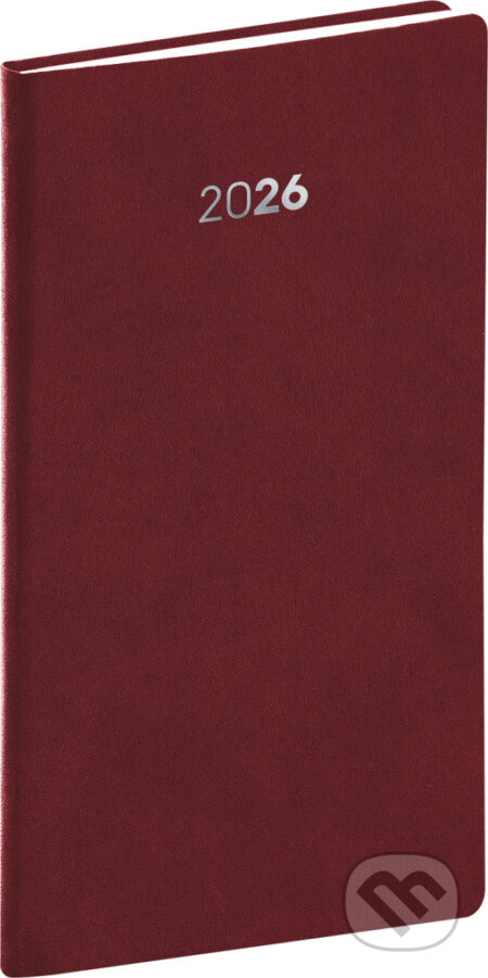 NOTIQUE Vreckový diár Balakon 2026, bordový, 9 x 15,5 cm