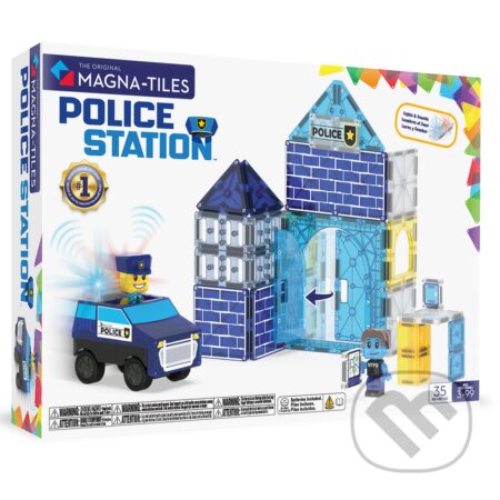 Společenská hra: Magnetická stavebnica Police Station 35 dielov (Magna-Tiles)