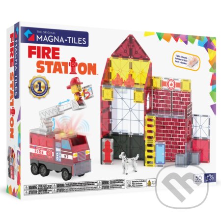 Společenská hra: Magnetická stavebnica Fire Station 50 dielov (Magna-Tiles)