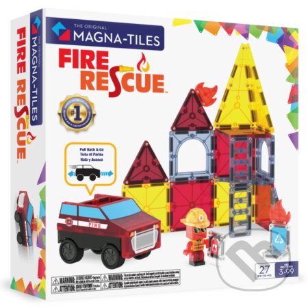 Společenská hra: Magnetická stavebnica Fire Rescue 27 dielov (Magna-Tiles)