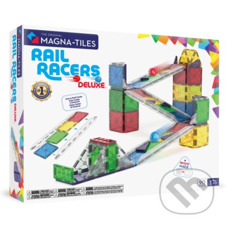 Společenská hra: Magnetická stavebnica Rail Racers Deluxe 90 dielov (Magna-Tiles)