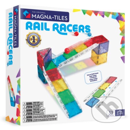 Společenská hra: Magnetická stavebnica Rail Racers 33 dielov (Magna-Tiles)