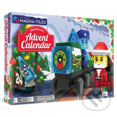 Společenská hra: Magnetická stavebnica Adventný kalendár 34 dielov (Magna-Tiles)