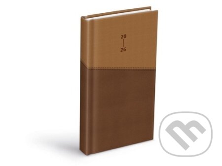 Diář 2026 D802 PU dark brown/beige 90x170mm