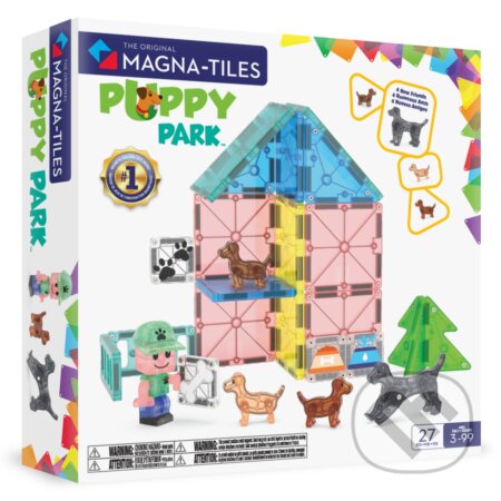 Společenská hra: Magnetická stavebnica Puppy Park 27 dielov (Magna-Tiles)