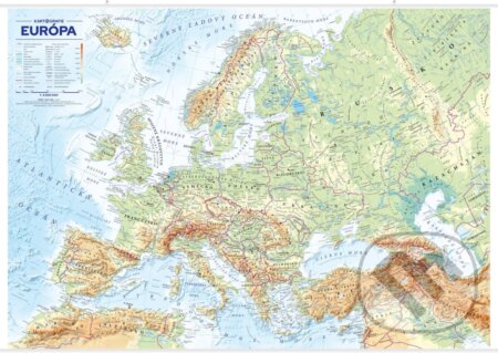 Európa – štáty a reliéf, office, nástěnná 1 : 4 500 000 (Kartografie Praha)