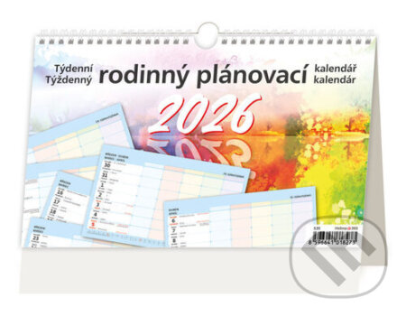 Týdenní rodinný plánovací 2026 - stolní kalendář (Helma). Helma, 2025