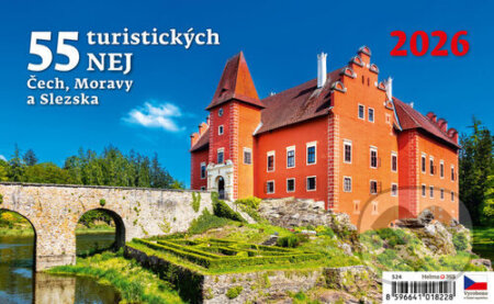 55 turistických nej Čech, Moravy a Slezska 2026 - stolní kalendář (Helma). Helma, 2025