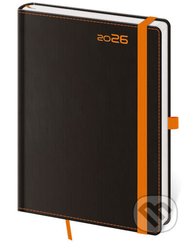 Týdenní diář 2026 B6 Black Orange s poutkem